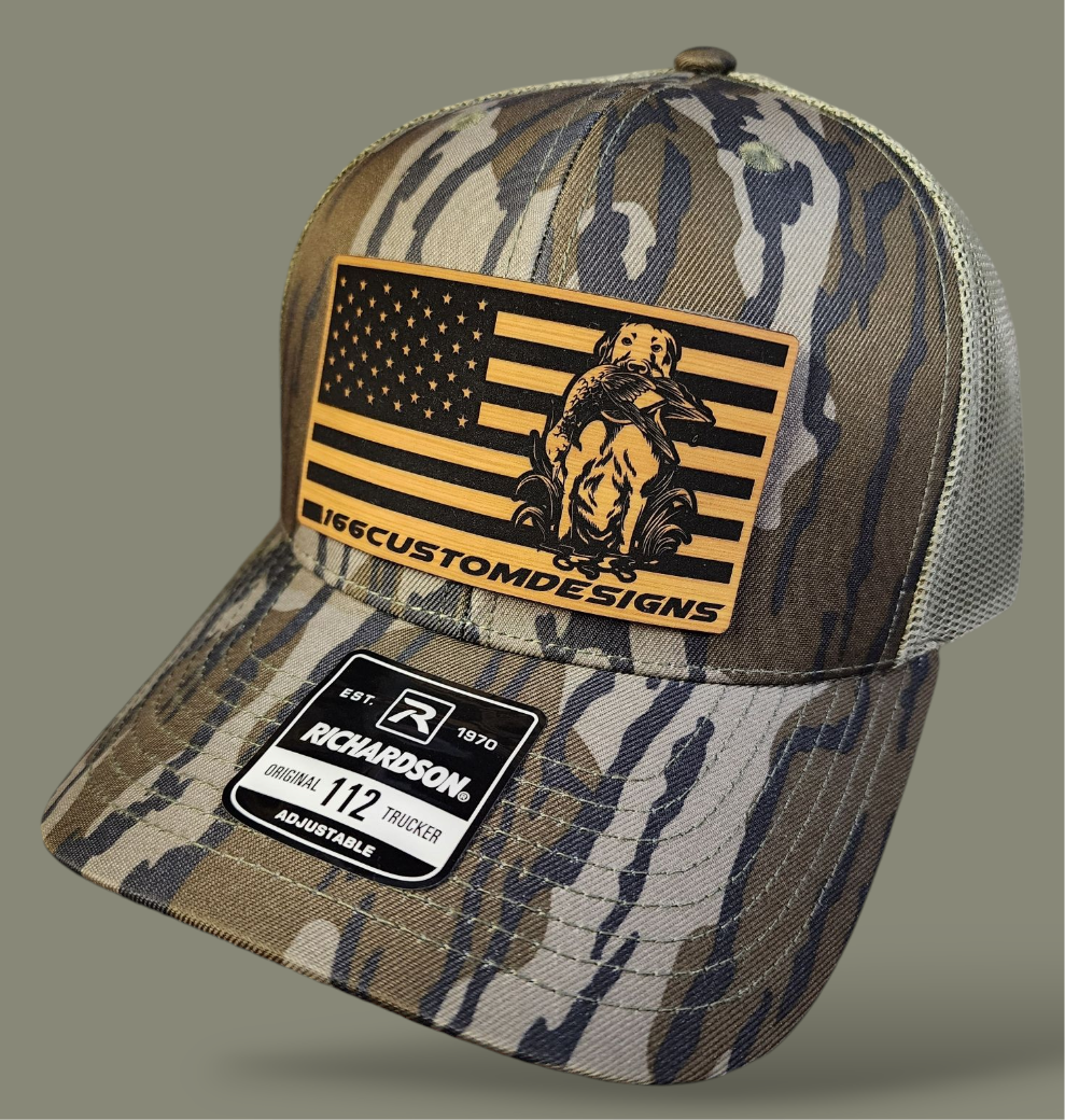 Duck Hunting Flag Leather Patch Hat