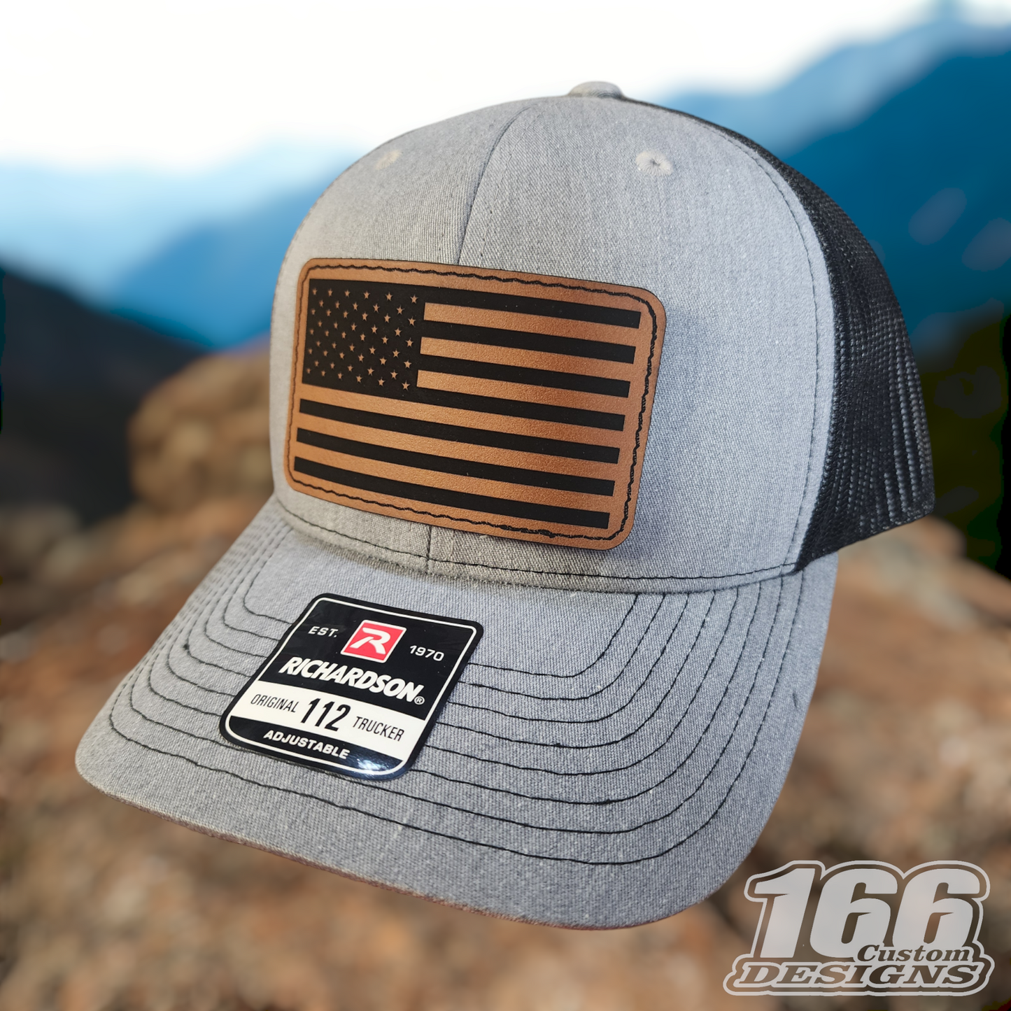 American Flag leatherette patch Richardson 112 snapback hat