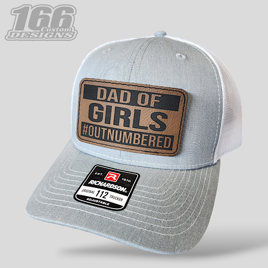 "DAD OF GIRLS #OUTNUMBERED" Leather Patch Hat