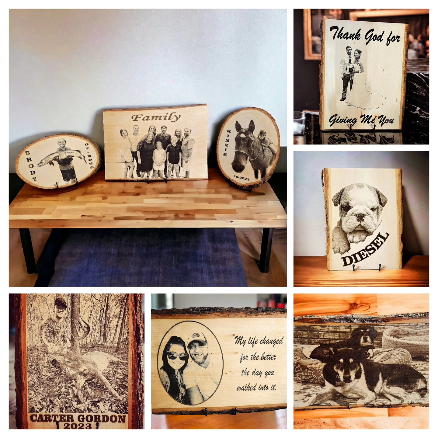 Custom Live Edge Wood Engravings