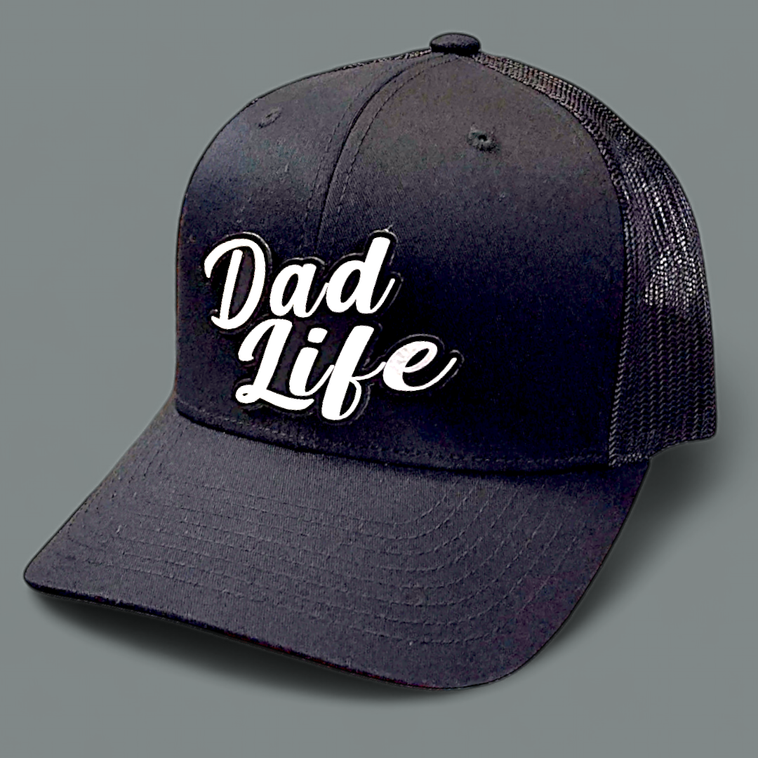 "DAD LIFE" Black and White Leather Patch Hat