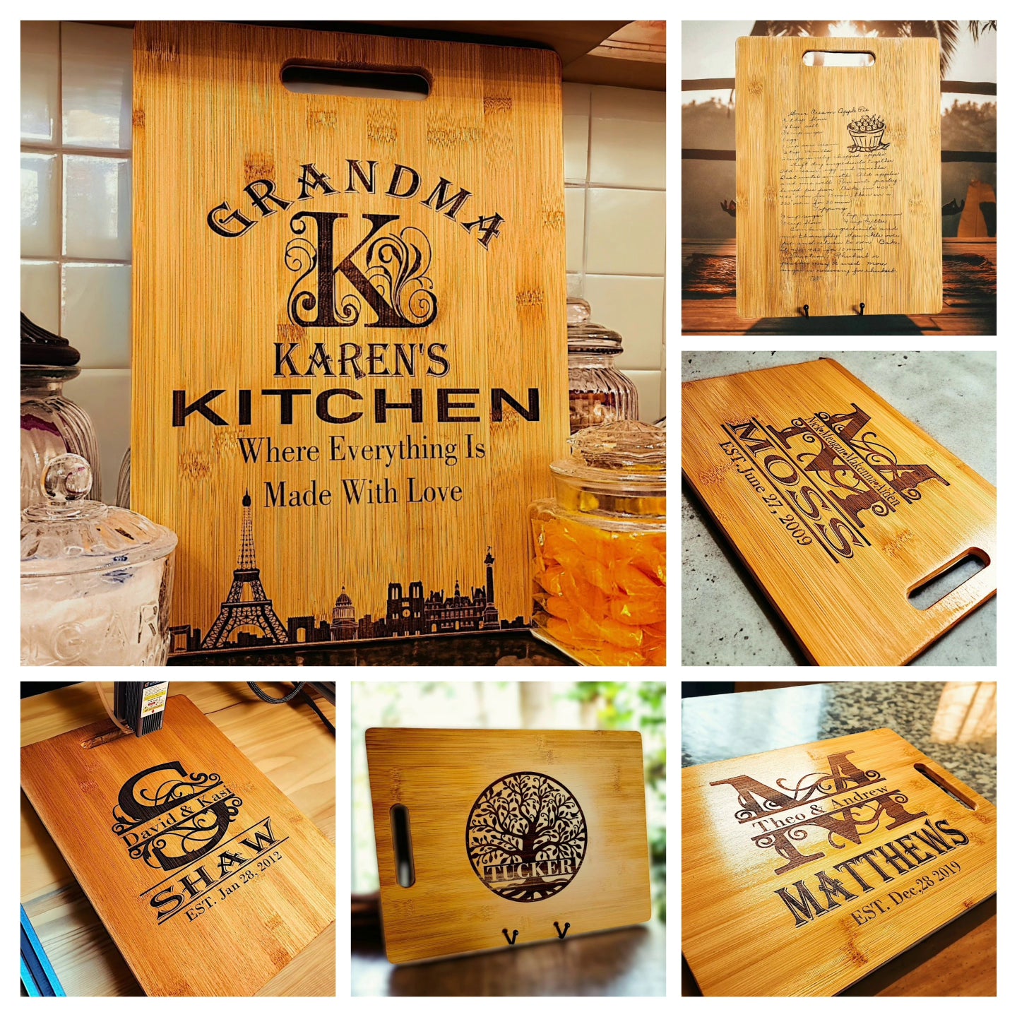 Custom Engraved Bamboo Cutting boards