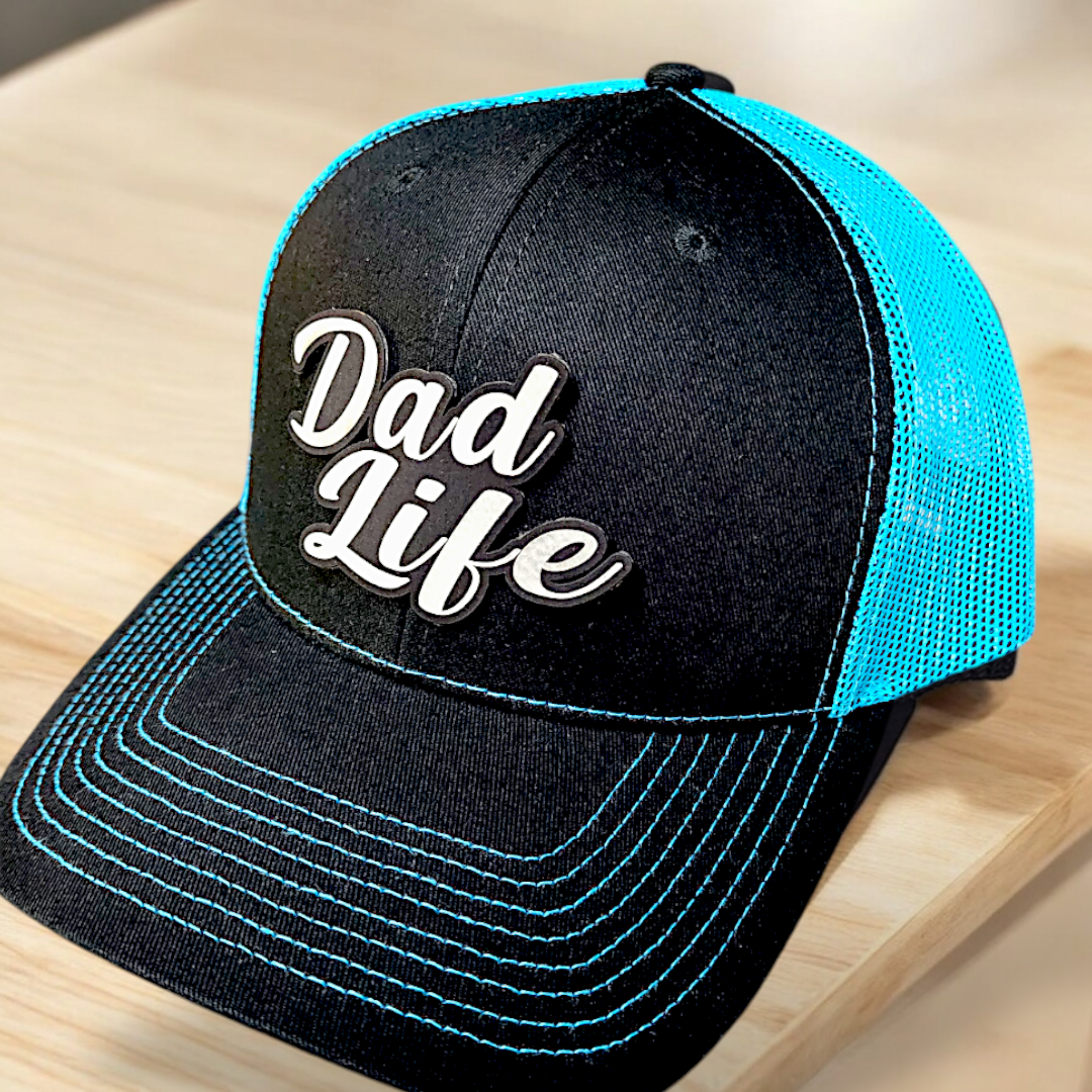 "DAD LIFE" Black and White Leather Patch Hat